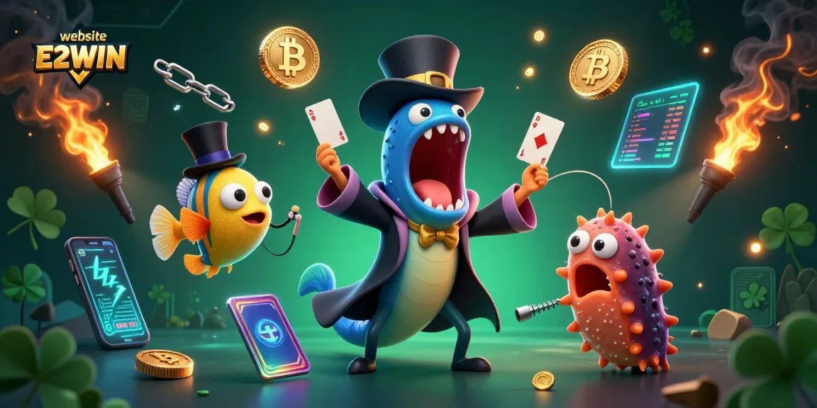 Experience the excitement of the website E2WIN with a vibrant 3D magic casino scene.